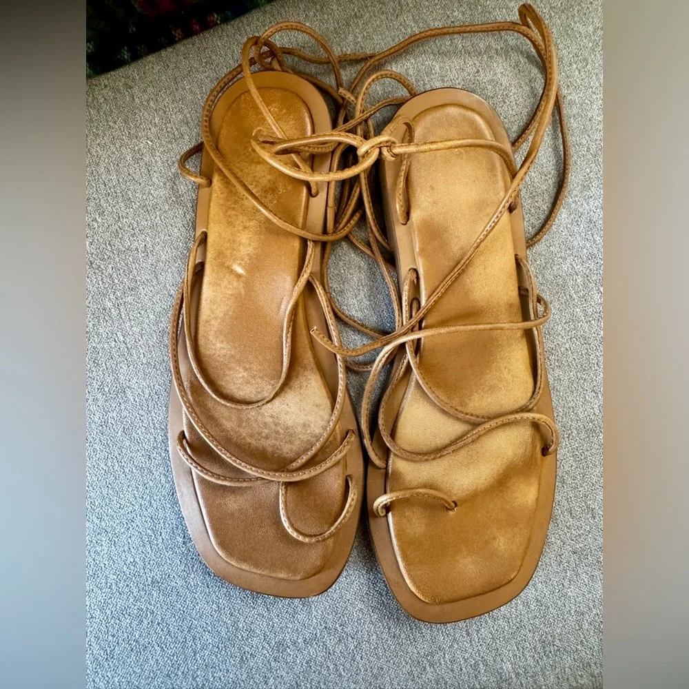 Seychelles Lilac Leather Tie Sandals - Picture 2 of 6
